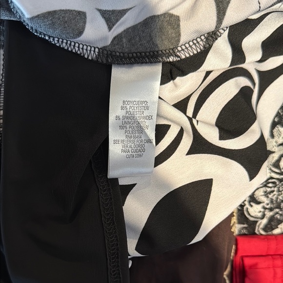 Sandra Darren Black and White, Wrap Over Bodice, Ruched Waist, Midi Dress - Picture 16 of 16